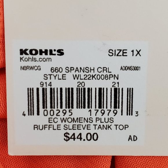 LC Lauren Conrad Orange Ruffle Sleeve Strappy V-Back Textured Top NEW NWT 1X - Picture 10 of 13